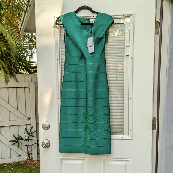 Herve Leger Dresses & Skirts - New Herve Leger Alpine Green Crossover  Bandage dress, size L